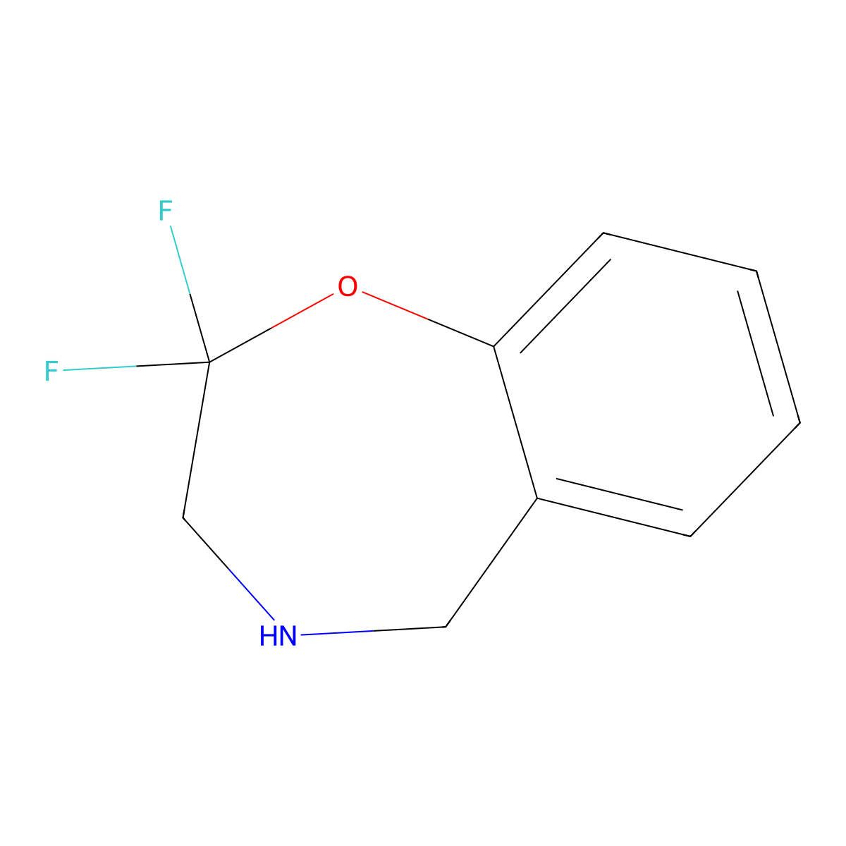 2,2-Difluoro-2,3,4,5-tetrahydro-1,4-benzoxazepine molecular structure, CAS 2567495-06-9