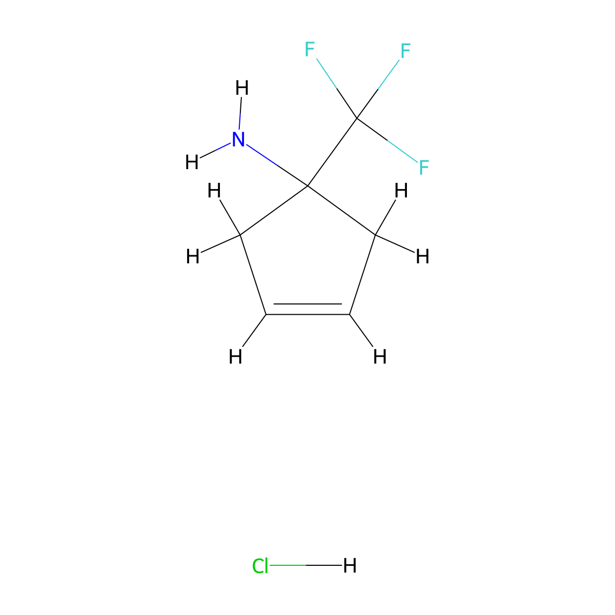 1-(Trifluoromethyl)cyclopent-3-en-1-amine hydrochloride molecular structure, CAS 2567495-10-5
