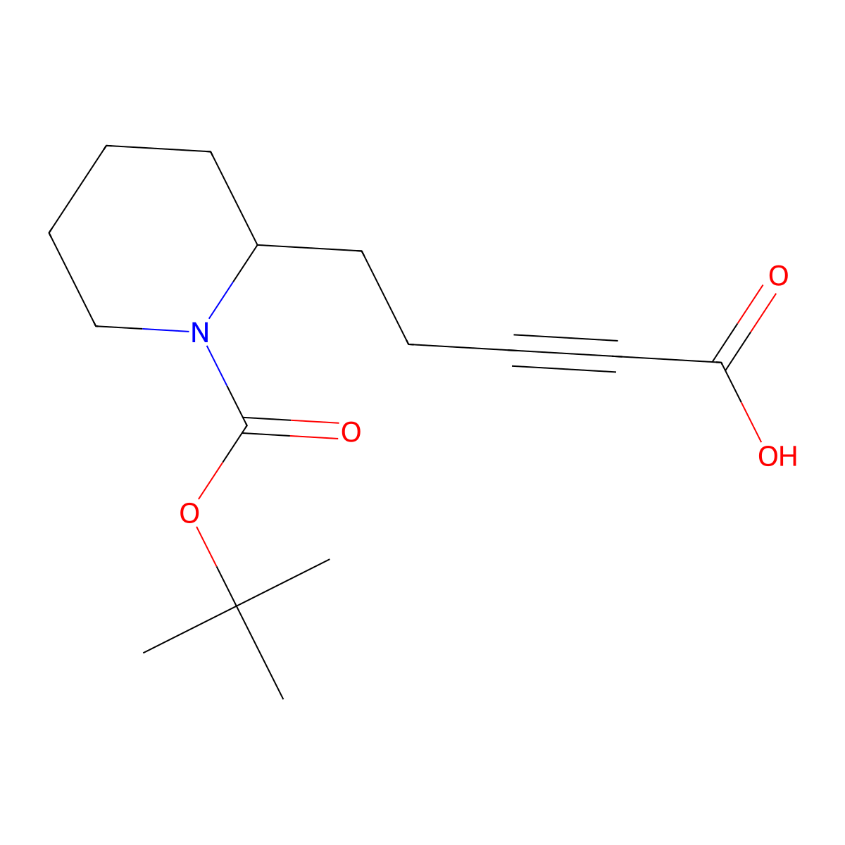 5-{1-[(Tert-butoxy)carbonyl]piperidin-2-yl}pent-2-ynoicacid molecular structure, CAS 2567495-19-4