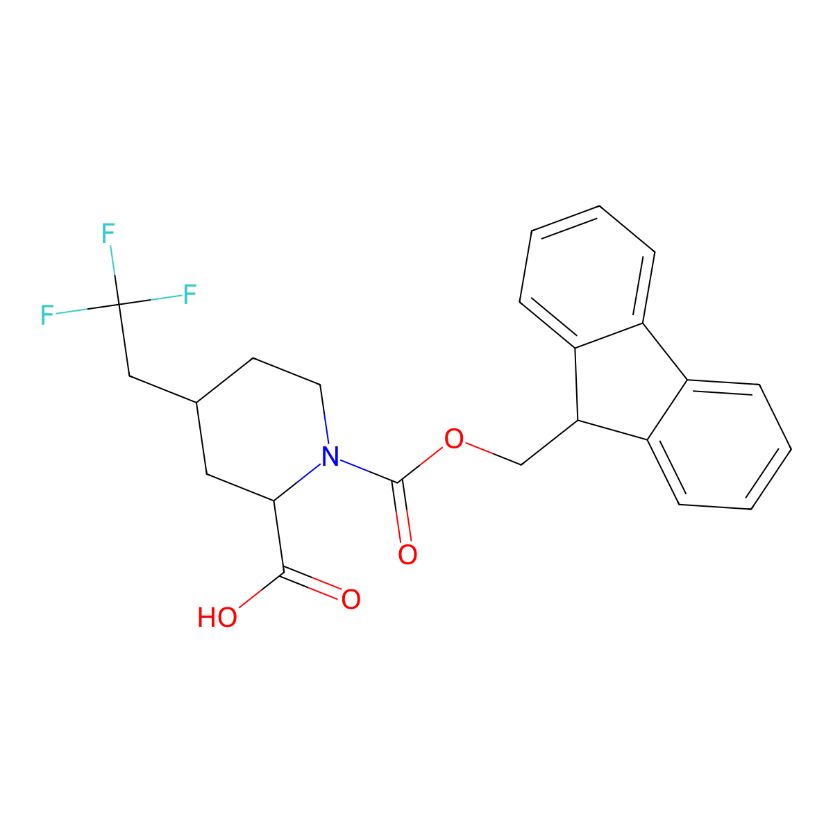1-{[(9H-fluoren-9-yl)methoxy]carbonyl}-4-(2,2,2-trifluoroethyl)piperidine-2-carboxylic acid molecular structure, CAS 2567495-21-8