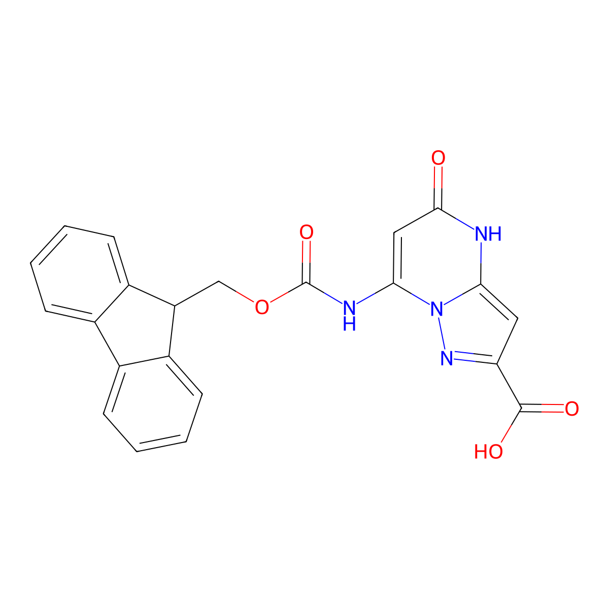 7-({[(9H-fluoren-9-yl)methoxy]carbonyl}amino)-5-oxo-4H,5H-pyrazolo[1,5-a]pyrimidine-2-carboxylic acid molecular structure, CAS 2567495-22-9
