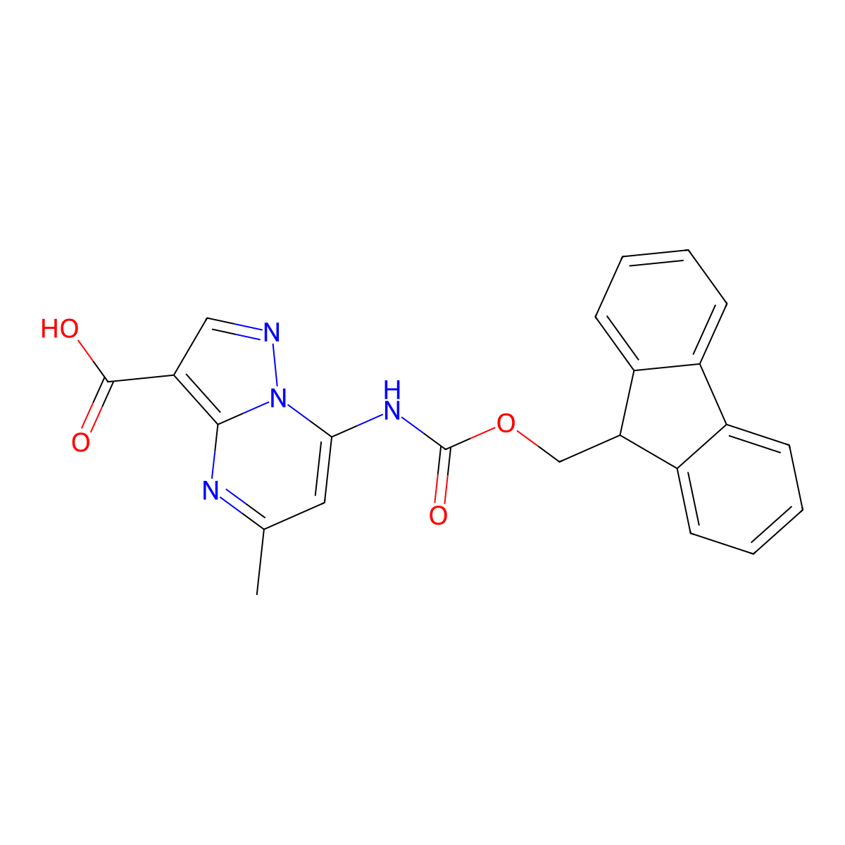 7-({[(9H-fluoren-9-yl)methoxy]carbonyl}amino)-5-methylpyrazolo[1,5-a]pyrimidine-3-carboxylic acid molecular structure, CAS 2567495-27-4