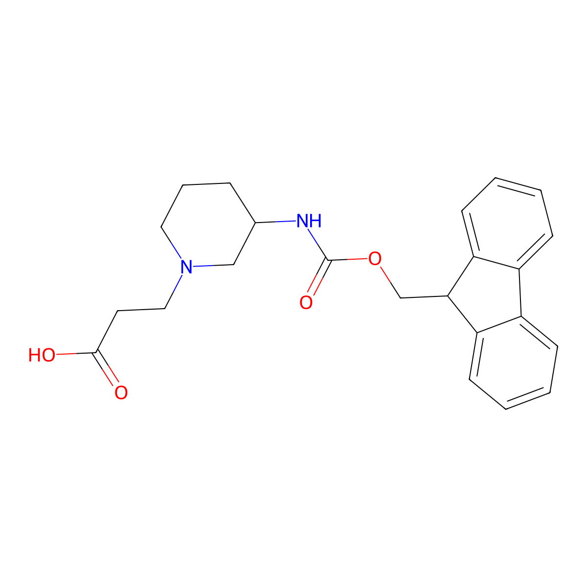 3-[3-({[(9H-fluoren-9-yl)methoxy]carbonyl}amino)piperidin-1-yl]propanoic acid molecular structure, CAS 2567495-33-2