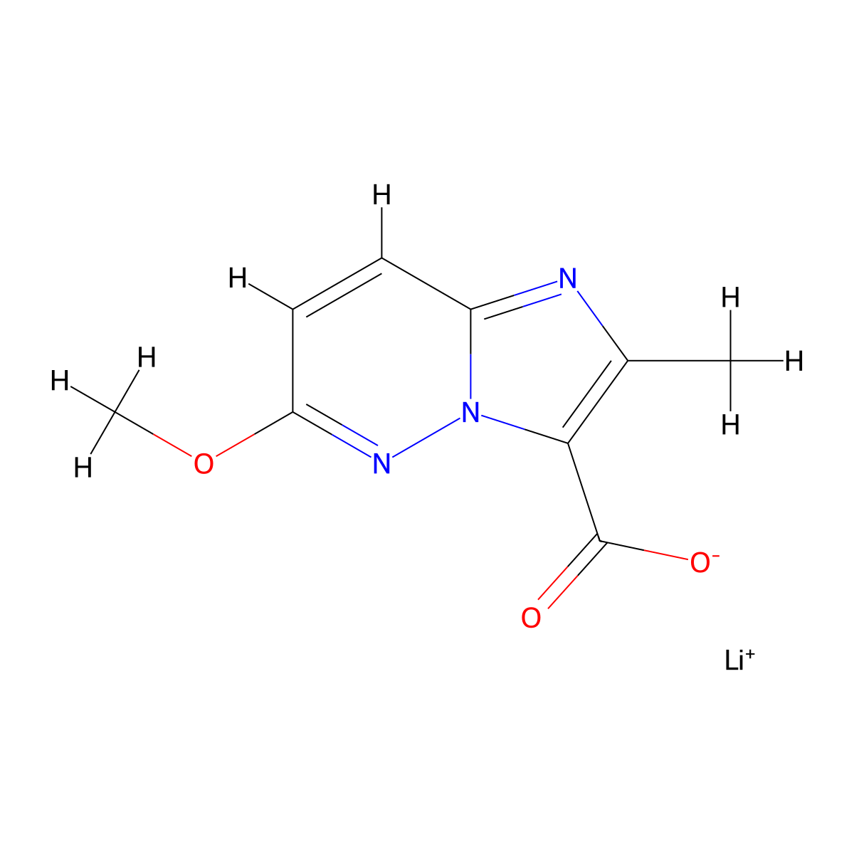 Lithium;6-methoxy-2-methylimidazo[1,2-b]pyridazine-3-carboxylate molecular structure, CAS 2567495-35-4