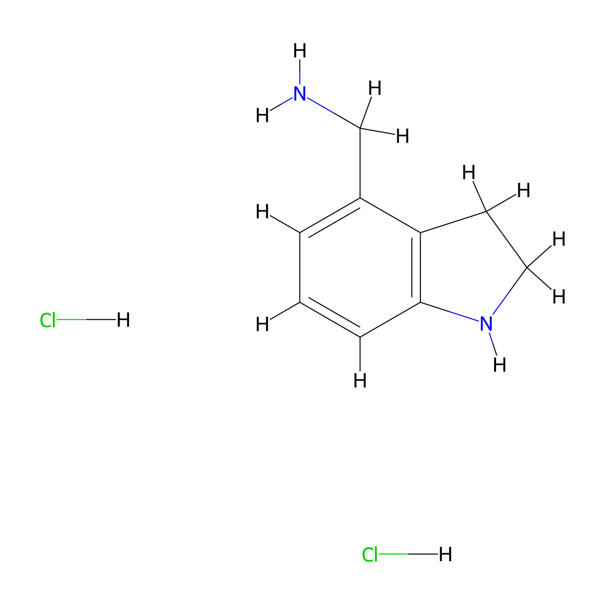 1-(2,3-dihydro-1H-indol-4-yl)methanamine dihydrochloride molecular structure, CAS 2567495-45-6