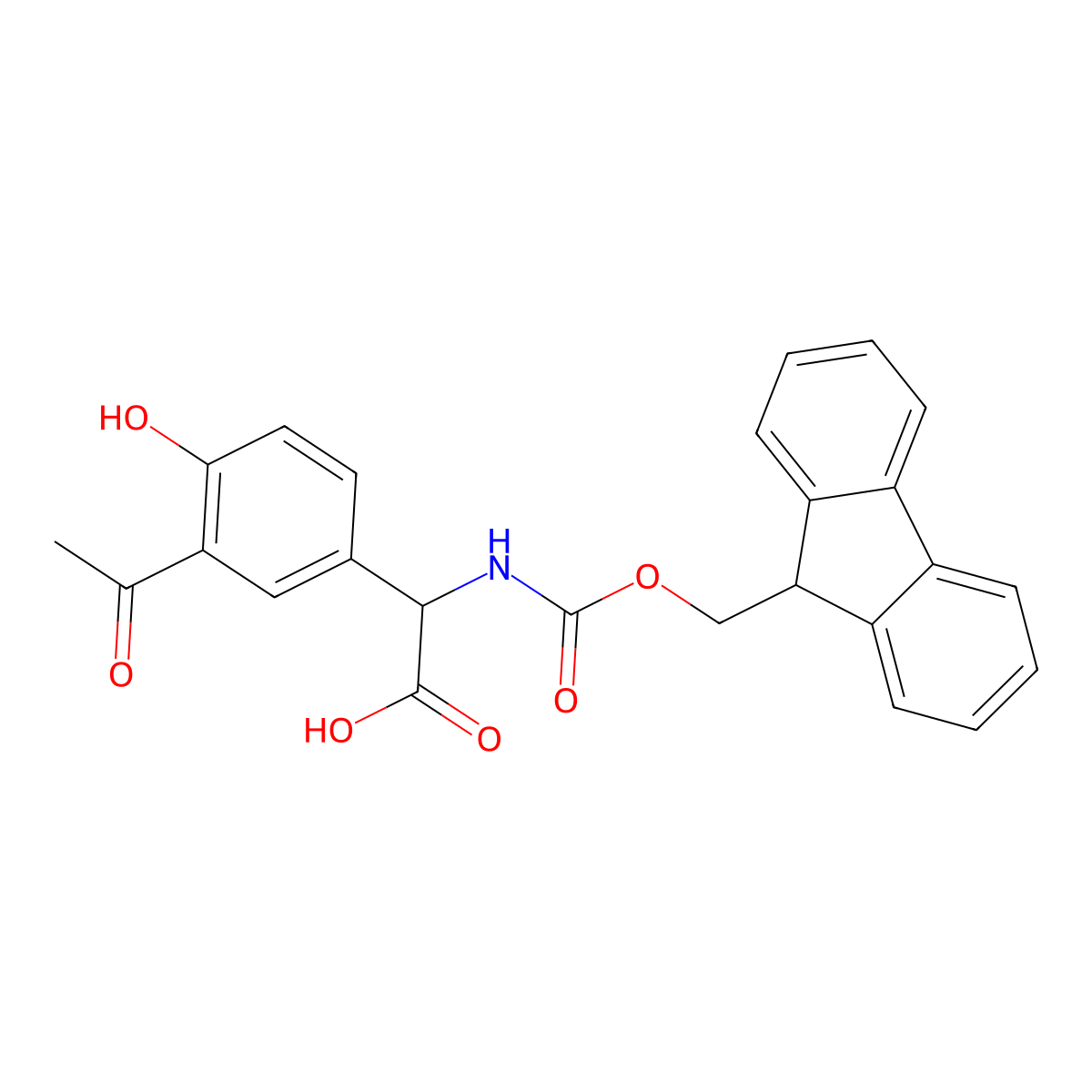 2-(3-acetyl-4-hydroxyphenyl)-2-({[(9H-fluoren-9-yl)methoxy]carbonyl}amino)acetic acid molecular structure, CAS 2567495-50-3