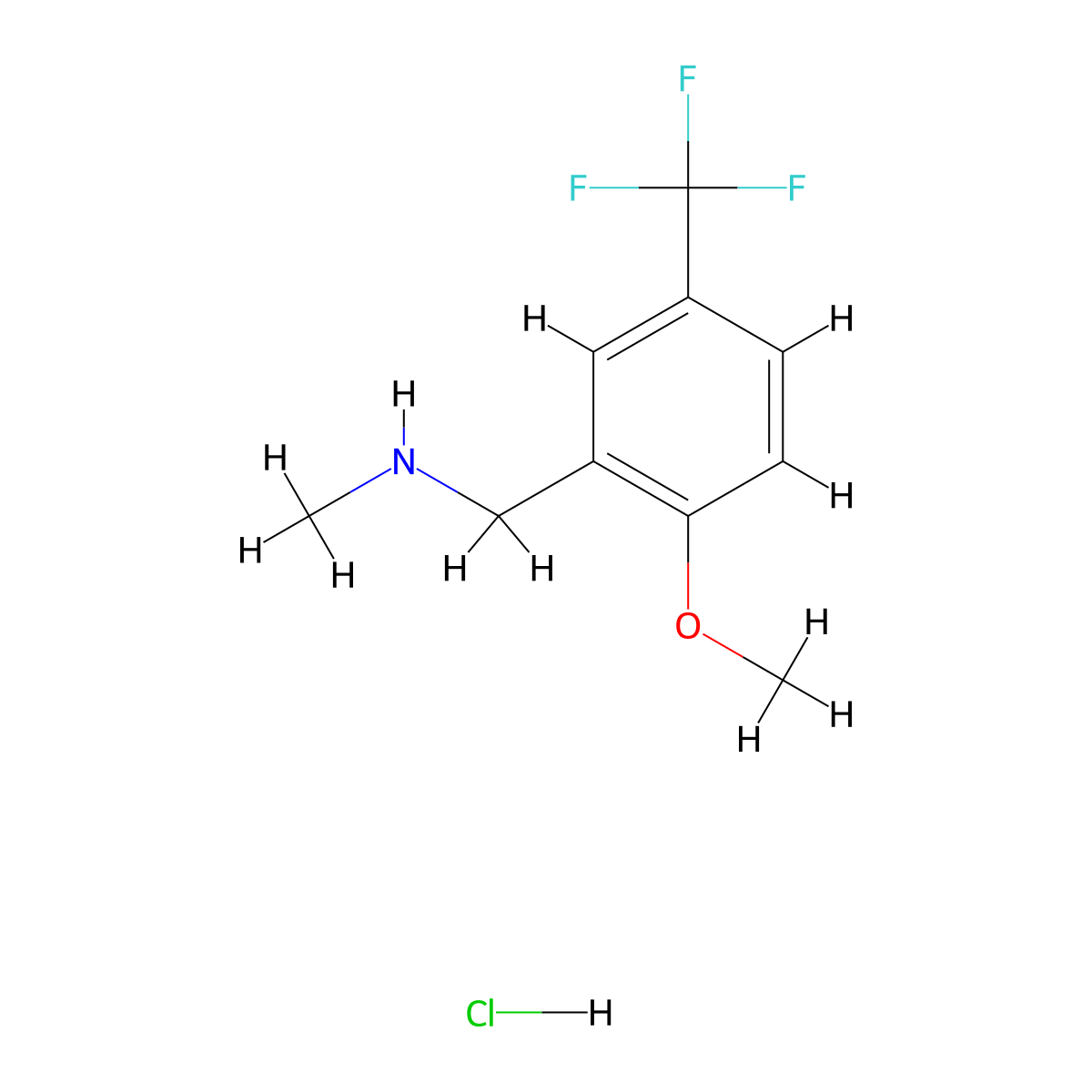 {[2-Methoxy-5-(trifluoromethyl)phenyl]methyl}(methyl)amine hydrochloride molecular structure, CAS 2567495-55-8