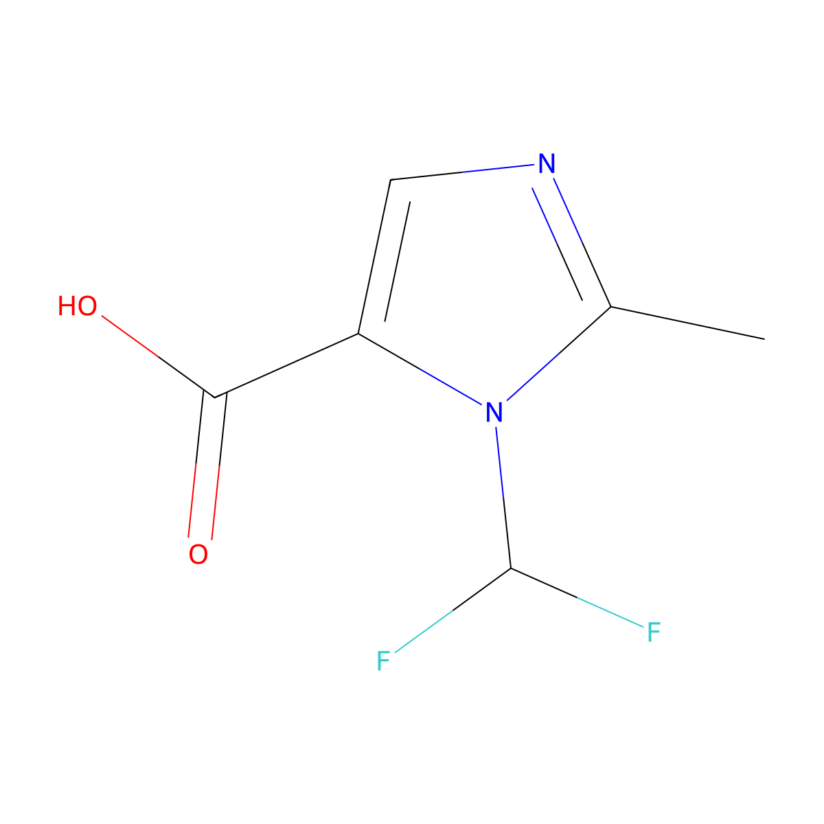 1-(difluoromethyl)-2-methyl-1H-imidazole-5-carboxylic acid molecular structure, CAS 2567495-81-0