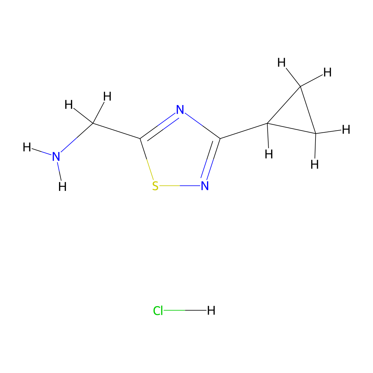 (3-Cyclopropyl-1,2,4-thiadiazol-5-yl)methanamine hydrochloride molecular structure, CAS 2567496-13-1