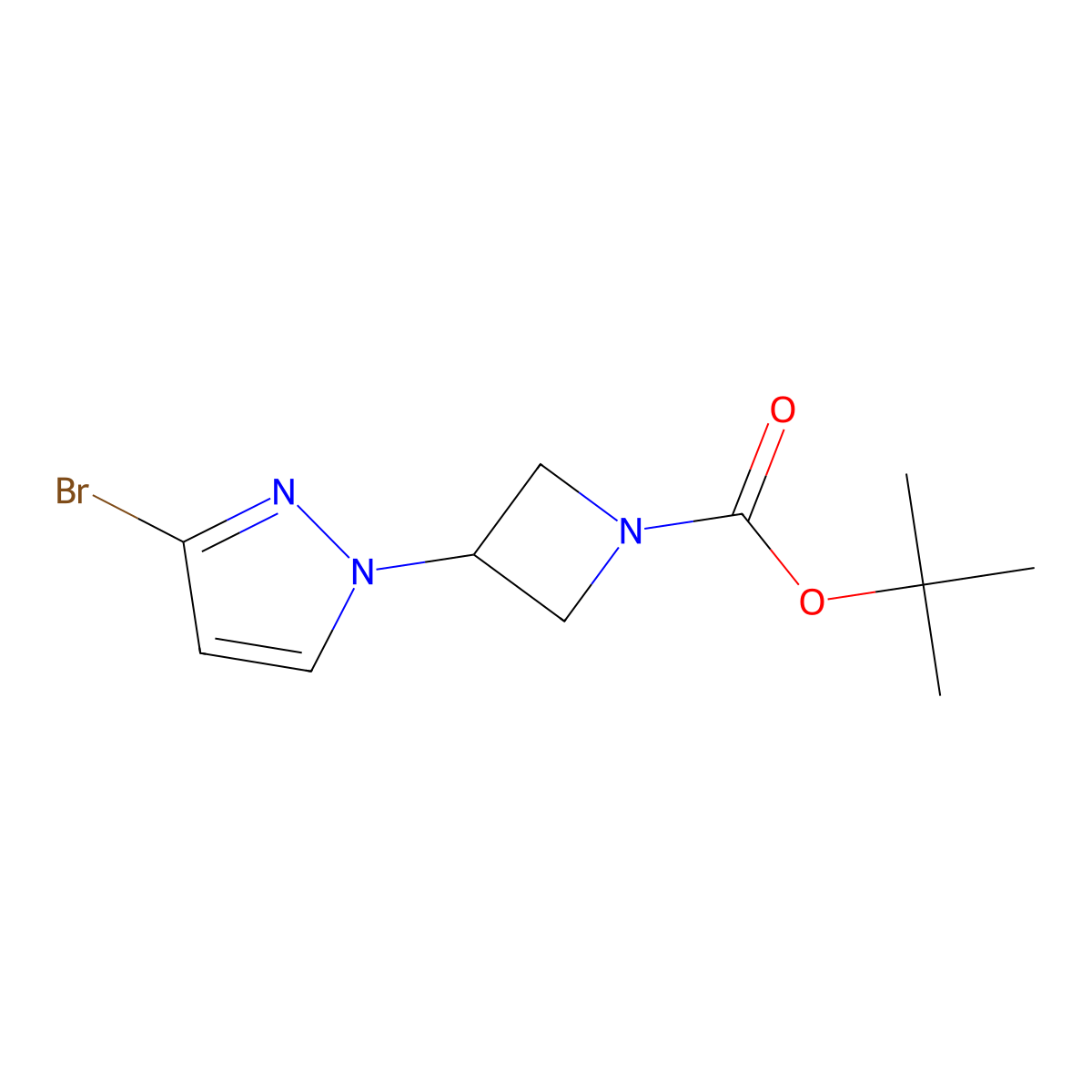 tert-butyl 3-(3-bromo-1H-pyrazol-1-yl)azetidine-1-carboxylate molecular structure, CAS 2567496-22-2