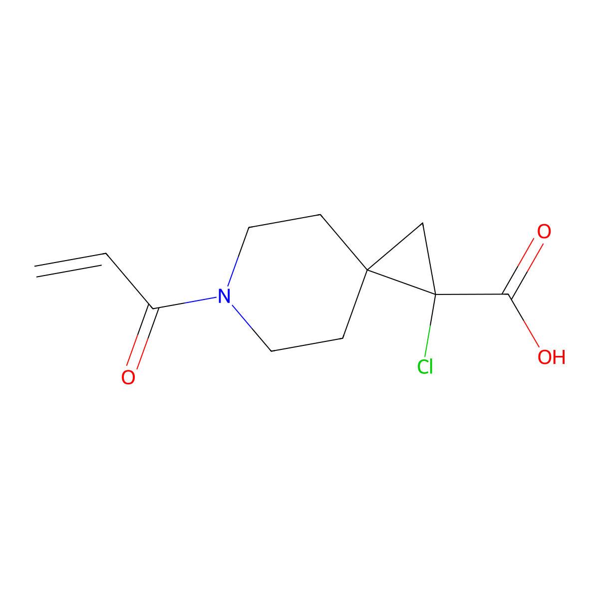 1-Chloro-6-(prop-2-enoyl)-6-azaspiro[2.5]octane-1-carboxylic acid molecular structure, CAS 2567496-38-0