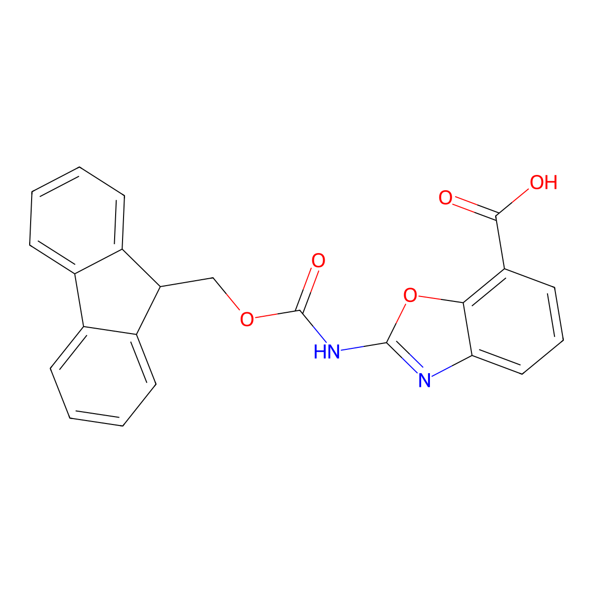 2-({[(9H-fluoren-9-yl)methoxy]carbonyl}amino)-1,3-benzoxazole-7-carboxylic acid molecular structure, CAS 2567496-46-0