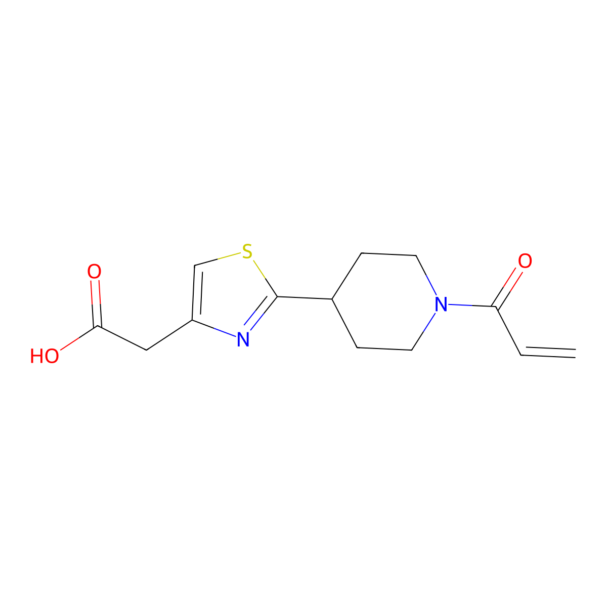 2-[2-(1-Prop-2-enoylpiperidin-4-yl)-1,3-thiazol-4-yl]acetic acid molecular structure, CAS 2567496-62-0