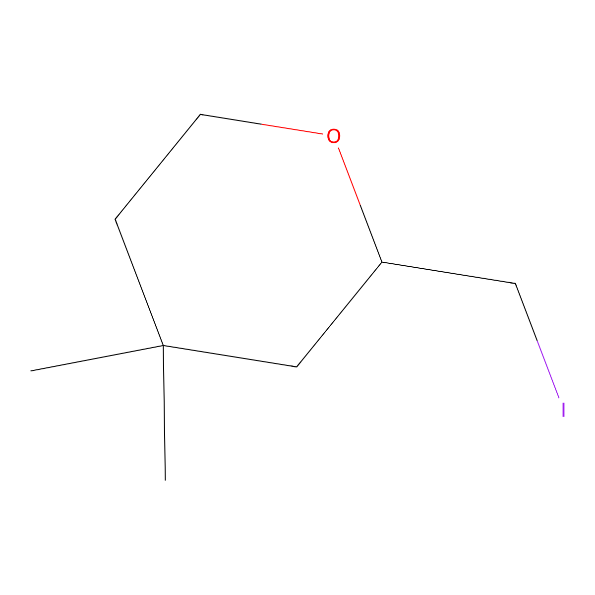 2-(Iodomethyl)-4,4-dimethyloxane molecular structure, CAS 2567496-81-3