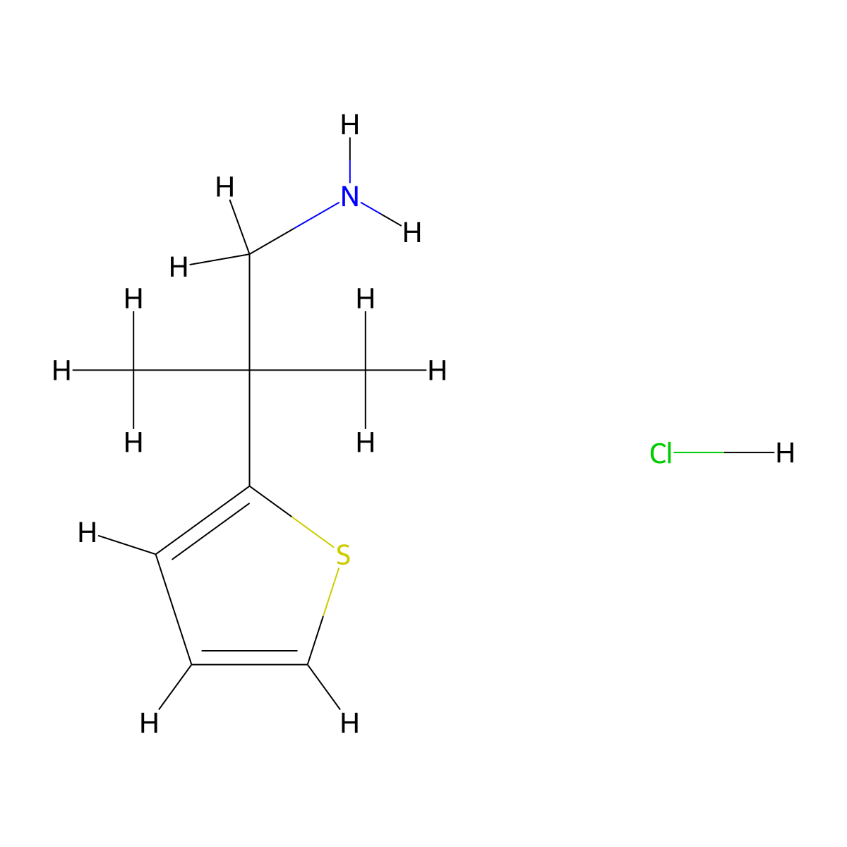 2-Methyl-2-(thiophen-2-yl)propan-1-amine hydrochloride molecular structure, CAS 2567496-83-5