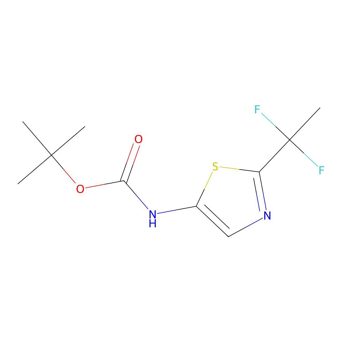 tert-butyl N-[2-(1,1-difluoroethyl)-1,3-thiazol-5-yl]carbamate molecular structure, CAS 2567496-84-6