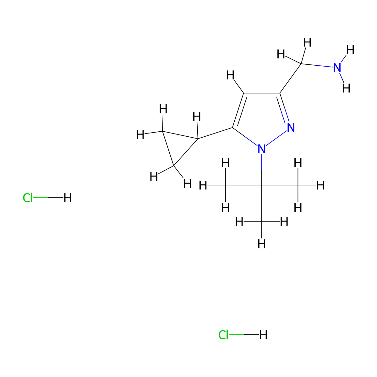 (1-Tert-butyl-5-cyclopropylpyrazol-3-yl)methanamine;dihydrochloride molecular structure, CAS 2567496-91-5