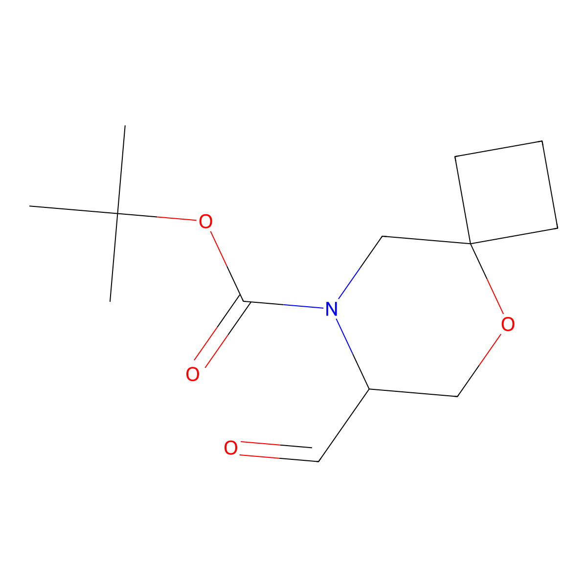 Tert-butyl 7-formyl-5-oxa-8-azaspiro(3.5)nonane-8-carboxylate molecular structure, CAS 2567496-92-6