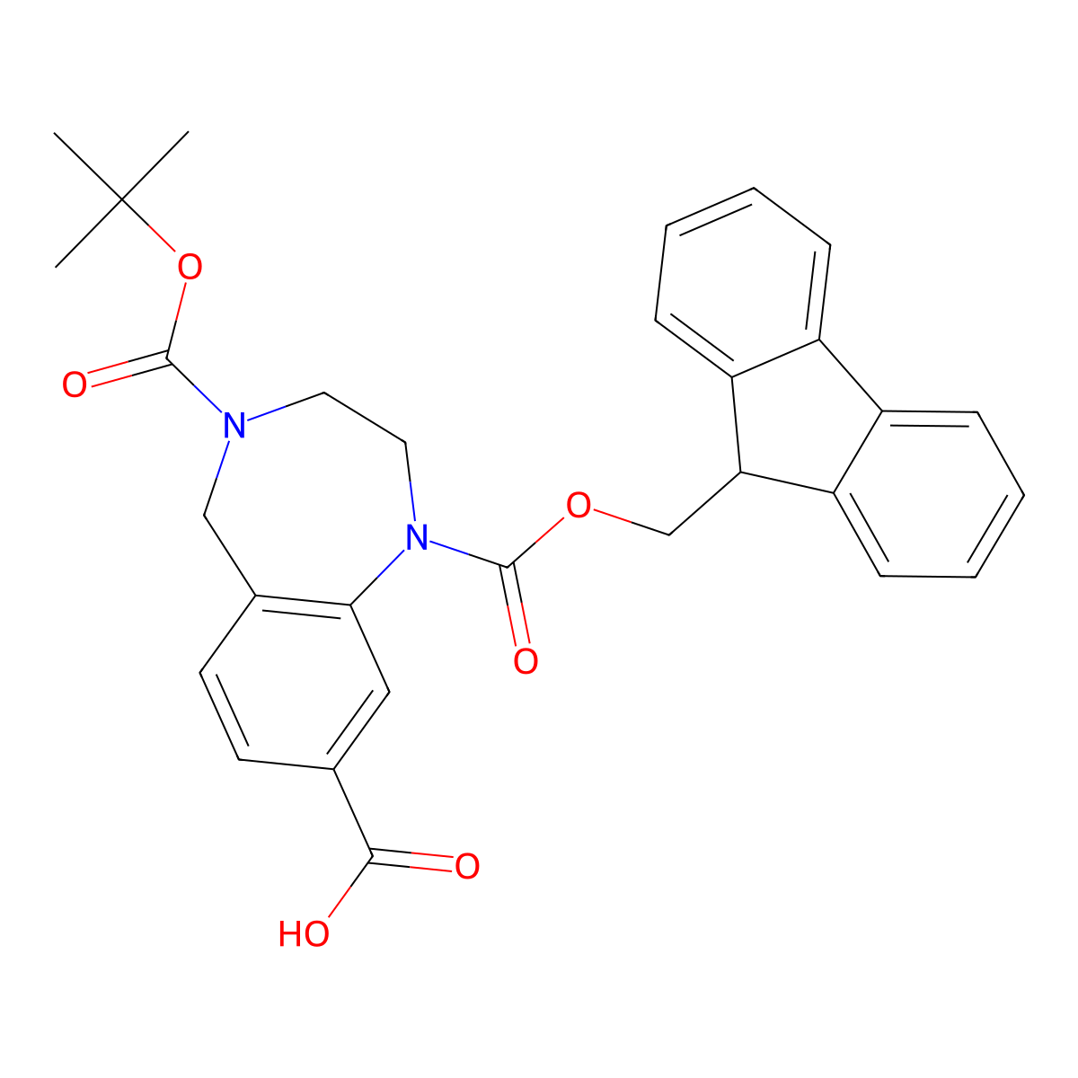 4-[(tert-butoxy)carbonyl]-1-{[(9H-fluoren-9-yl)methoxy]carbonyl}-2,3,4,5-tetrahydro-1H-1,4-benzodiazepine-8-carboxylic acid molecular structure, CAS 2567497-02-1