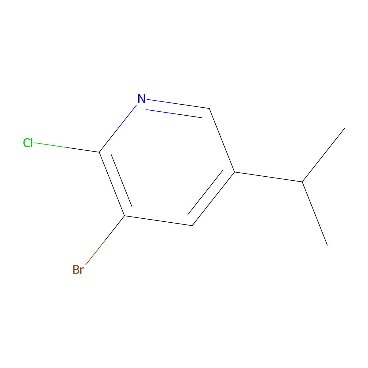 3-Bromo-2-chloro-5-(propan-2-yl)pyridine molecular structure, CAS 2567497-06-5