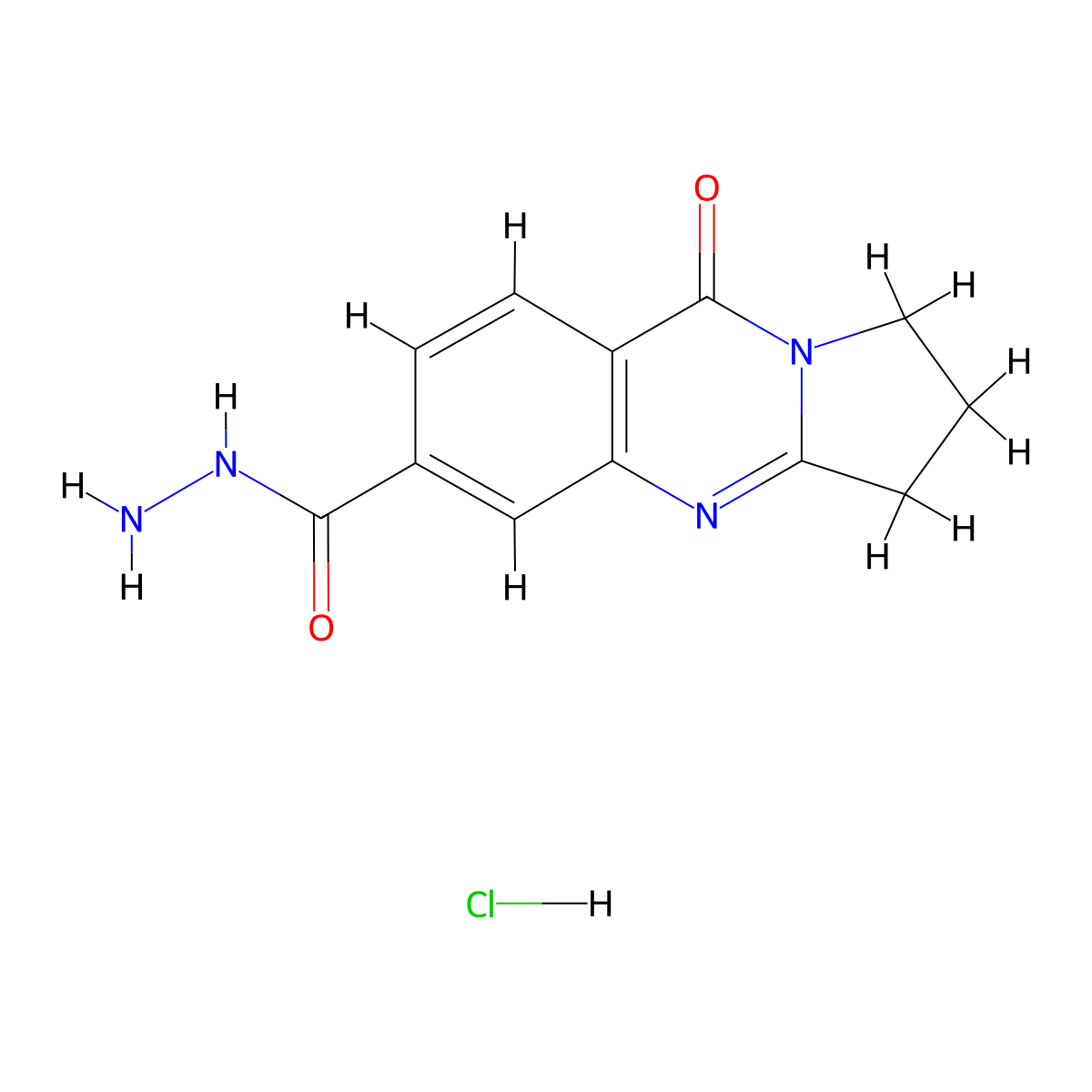 9-oxo-1H,2H,3H,9H-pyrrolo[2,1-b]quinazoline-6-carbohydrazidehydrochloride molecular structure, CAS 2567497-17-8
