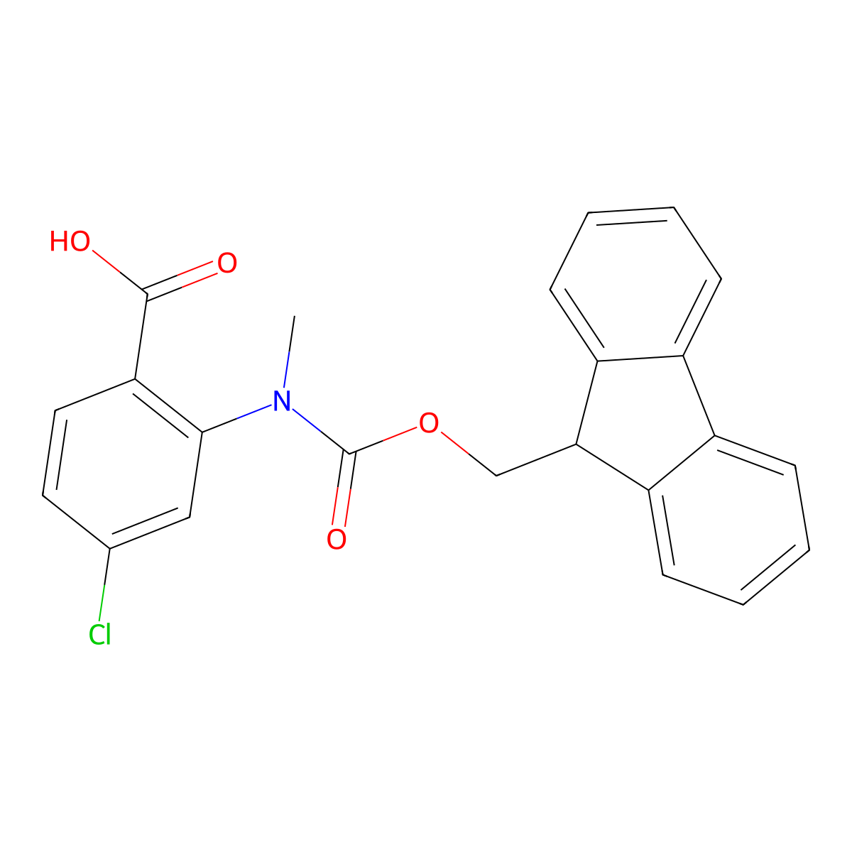 4-chloro-2-({[(9H-fluoren-9-yl)methoxy]carbonyl}(methyl)amino)benzoic acid molecular structure, CAS 2567497-18-9