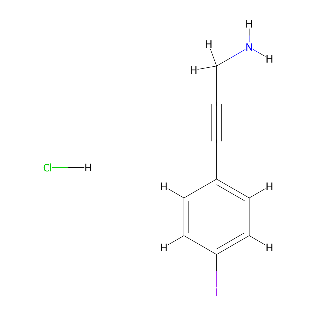 3-(4-Iodophenyl)prop-2-yn-1-amine hydrochloride molecular structure, CAS 2567497-20-3