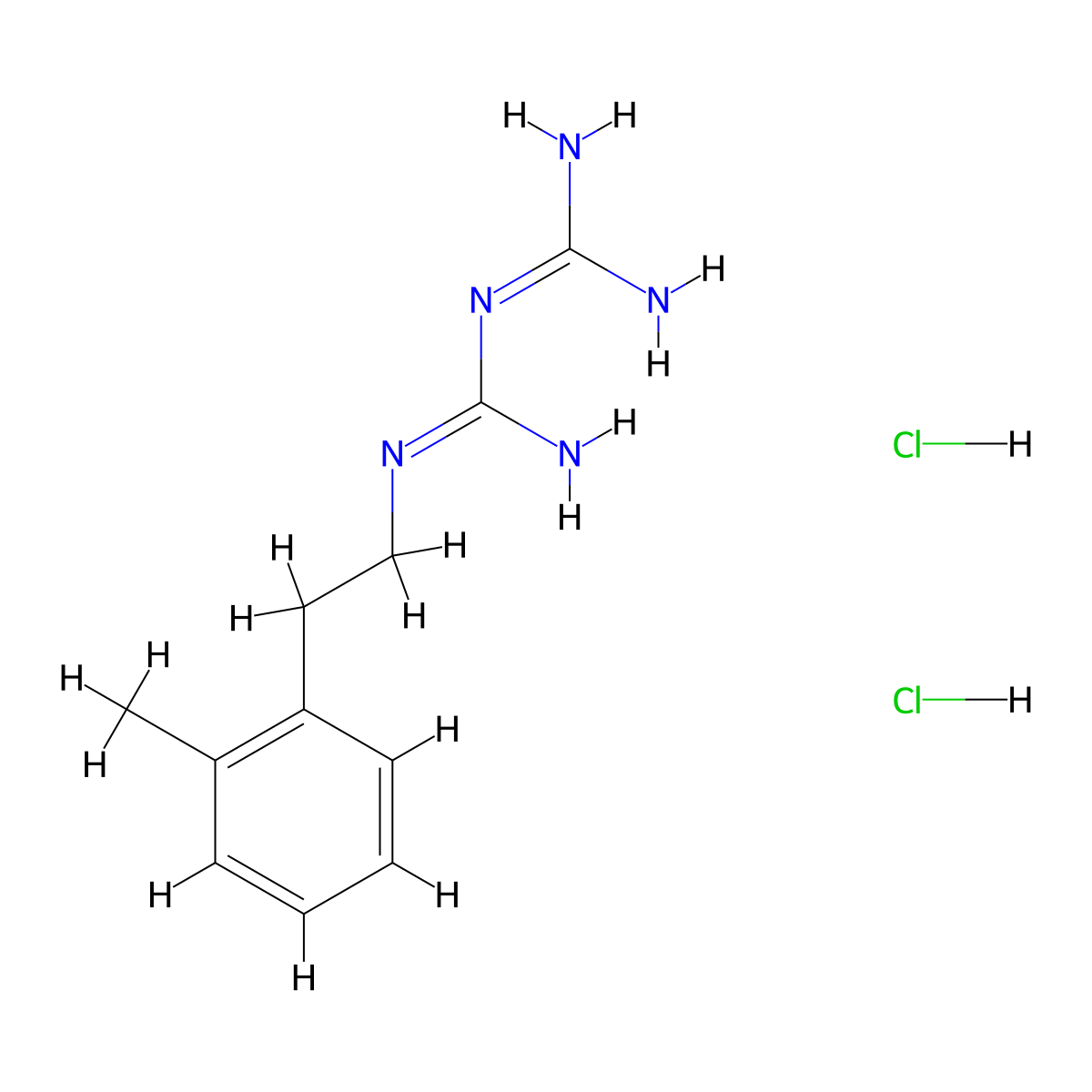 1-carbamimidamido-N-[2-(2-methylphenyl)ethyl]methanimidamide dihydrochloride molecular structure, CAS 2567497-39-4