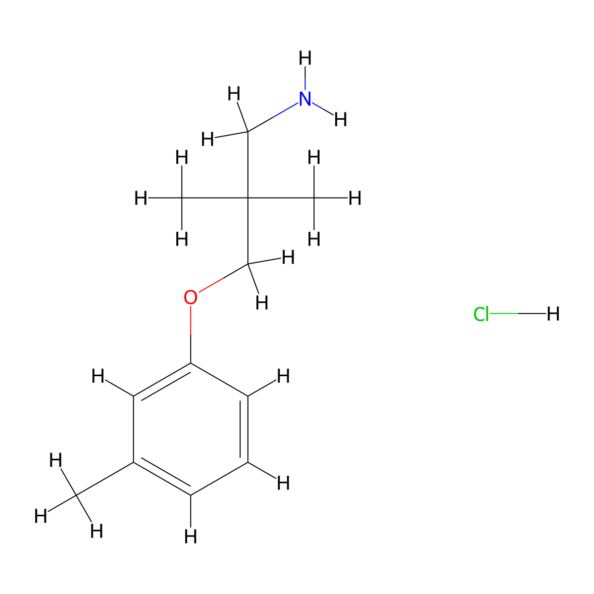 2,2-Dimethyl-3-(3-methylphenoxy)propan-1-amine hydrochloride molecular structure, CAS 2567497-41-8