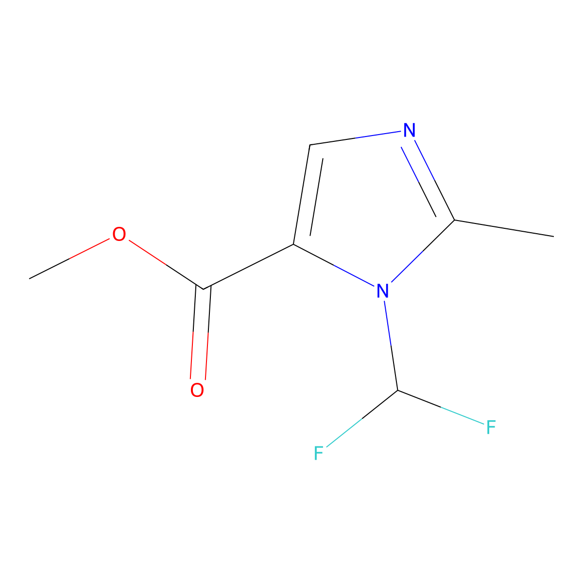 methyl 1-(difluoromethyl)-2-methyl-1H-imidazole-5-carboxylate molecular structure, CAS 2567497-47-4