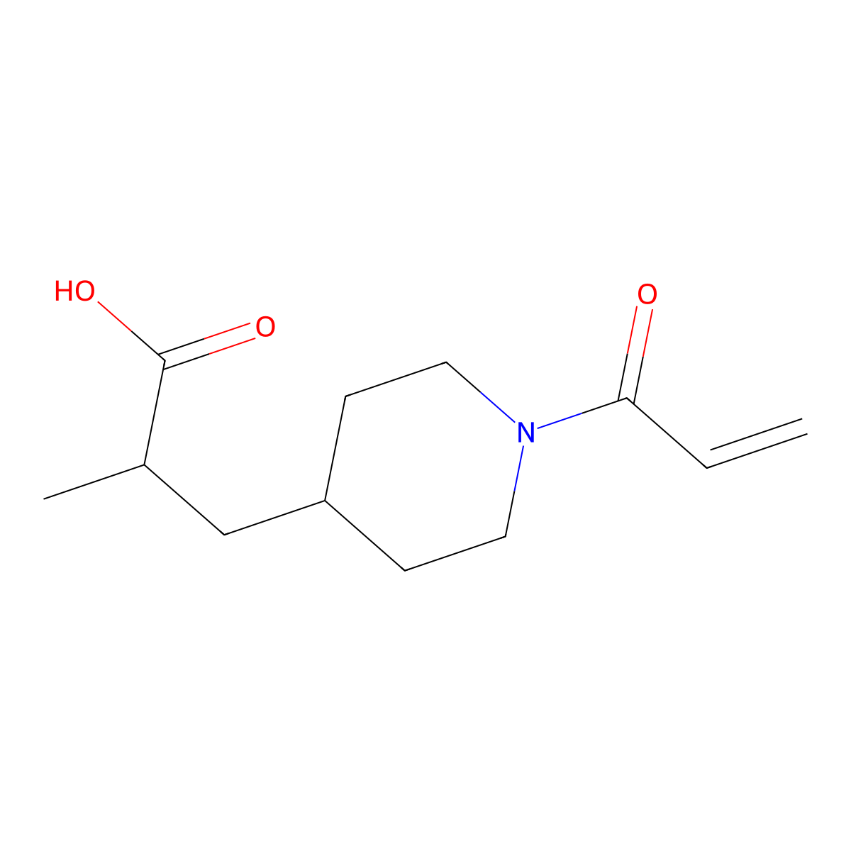 2-Methyl-3-[1-(prop-2-enoyl)piperidin-4-yl]propanoic acid molecular structure, CAS 2567497-68-9