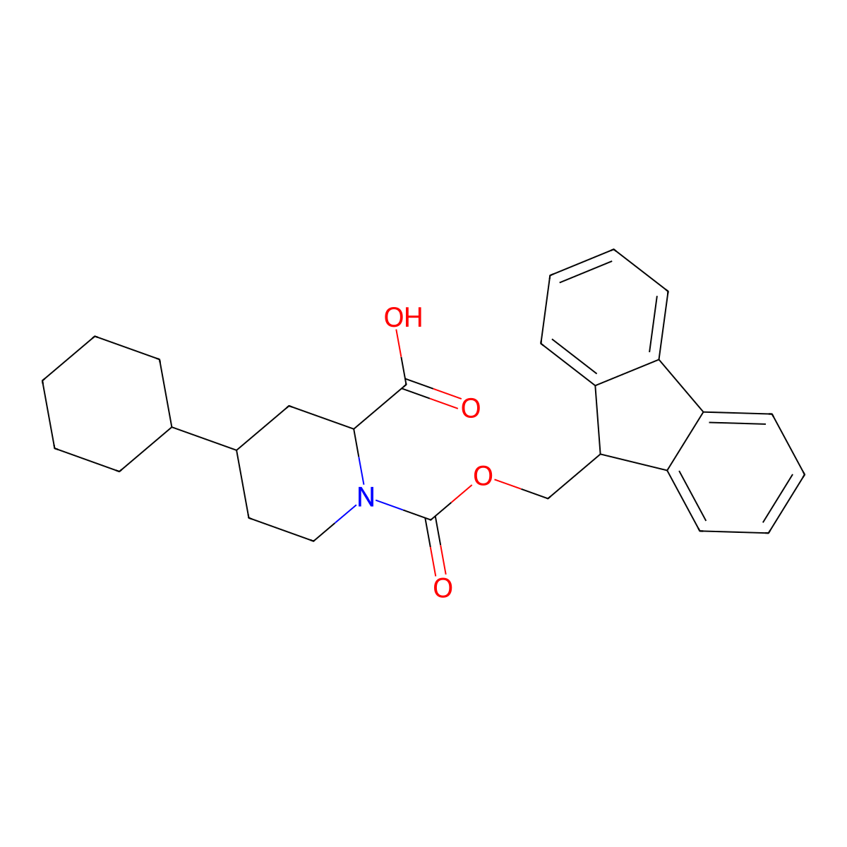 4-cyclohexyl-1-{[(9H-fluoren-9-yl)methoxy]carbonyl}piperidine-2-carboxylic acid molecular structure, CAS 2567497-82-7