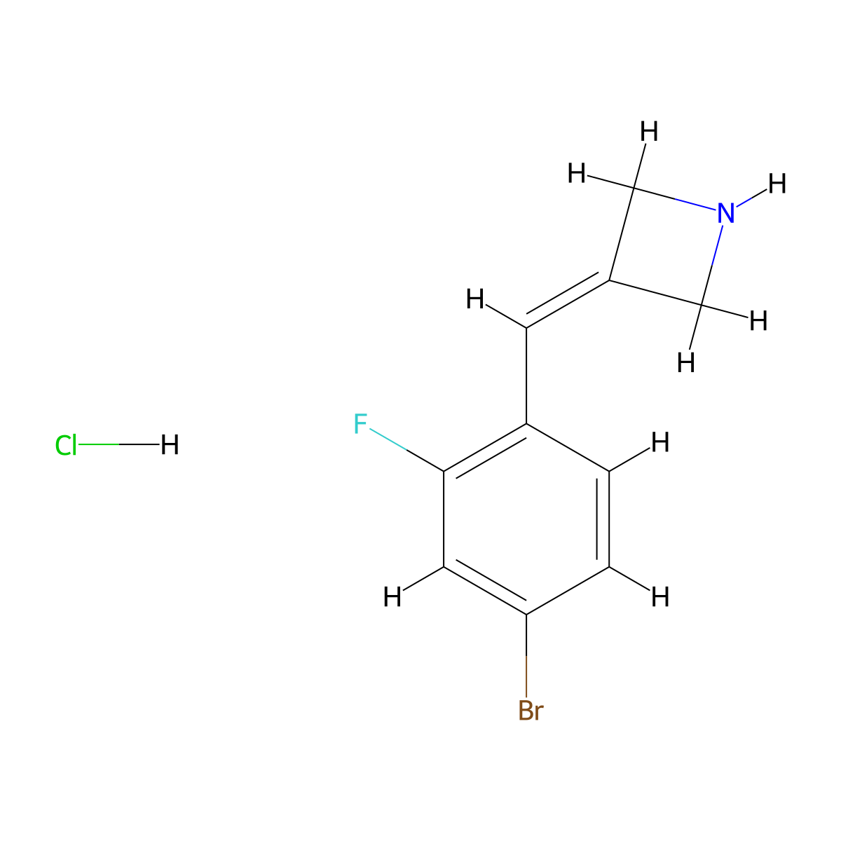 3-((4-Bromo-2-fluorophenyl)methylidene)azetidine hydrochloride molecular structure, CAS 2567497-88-3