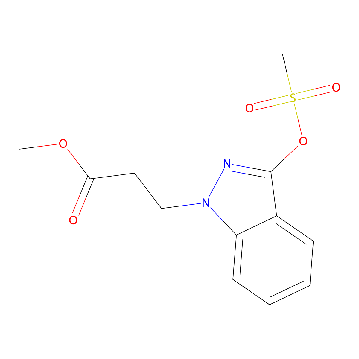 methyl3-[3-(methanesulfonyloxy)-1H-indazol-1-yl]propanoate molecular structure, CAS 2567497-98-5