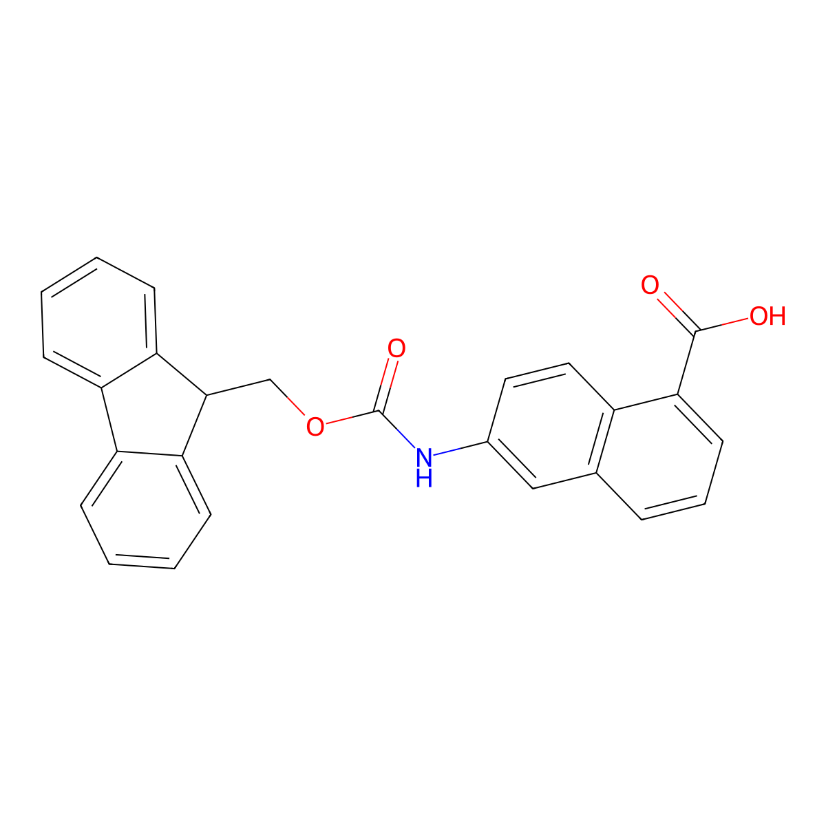 6-((((9H-Fluoren-9-yl)methoxy)carbonyl)amino)-1-naphthoic acid molecular structure, CAS 2567498-00-2