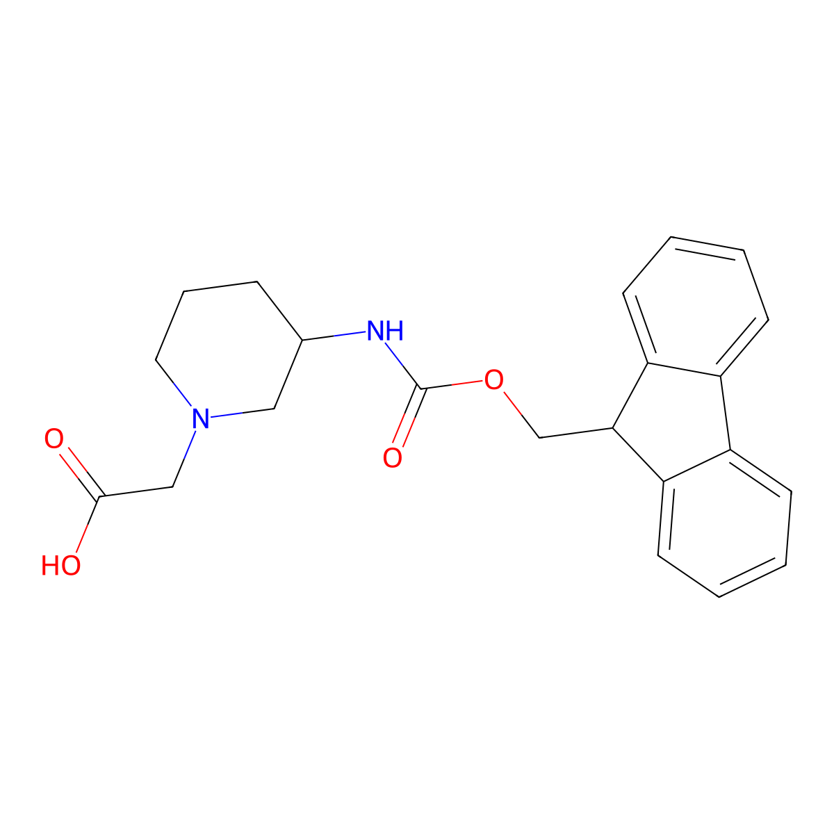 2-[3-({[(9H-fluoren-9-yl)methoxy]carbonyl}amino)piperidin-1-yl]acetic acid molecular structure, CAS 2567498-03-5