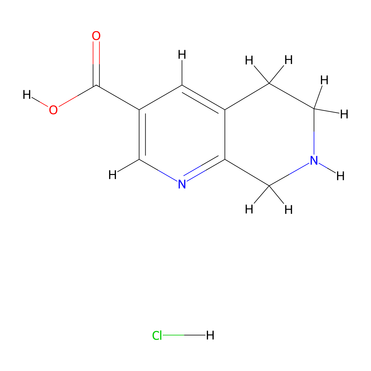 5,6,7,8-Tetrahydro-1,7-naphthyridine-3-carboxylic acid hydrochloride molecular structure, CAS 2567498-06-8