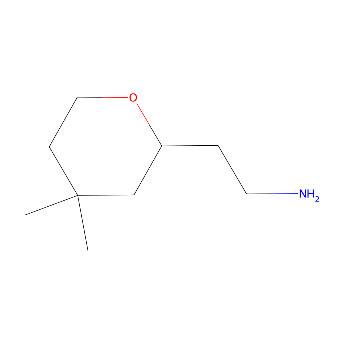 2-(4,4-Dimethyloxan-2-yl)ethan-1-amine molecular structure, CAS 2567498-10-4