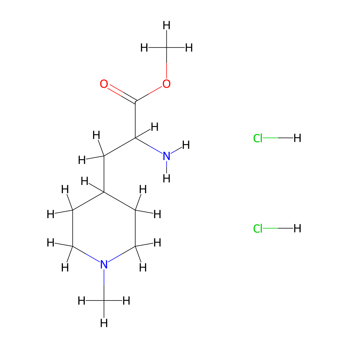Methyl 2-amino-3-(1-methylpiperidin-4-yl)propanoate dihydrochloride molecular structure, CAS 2567498-14-8