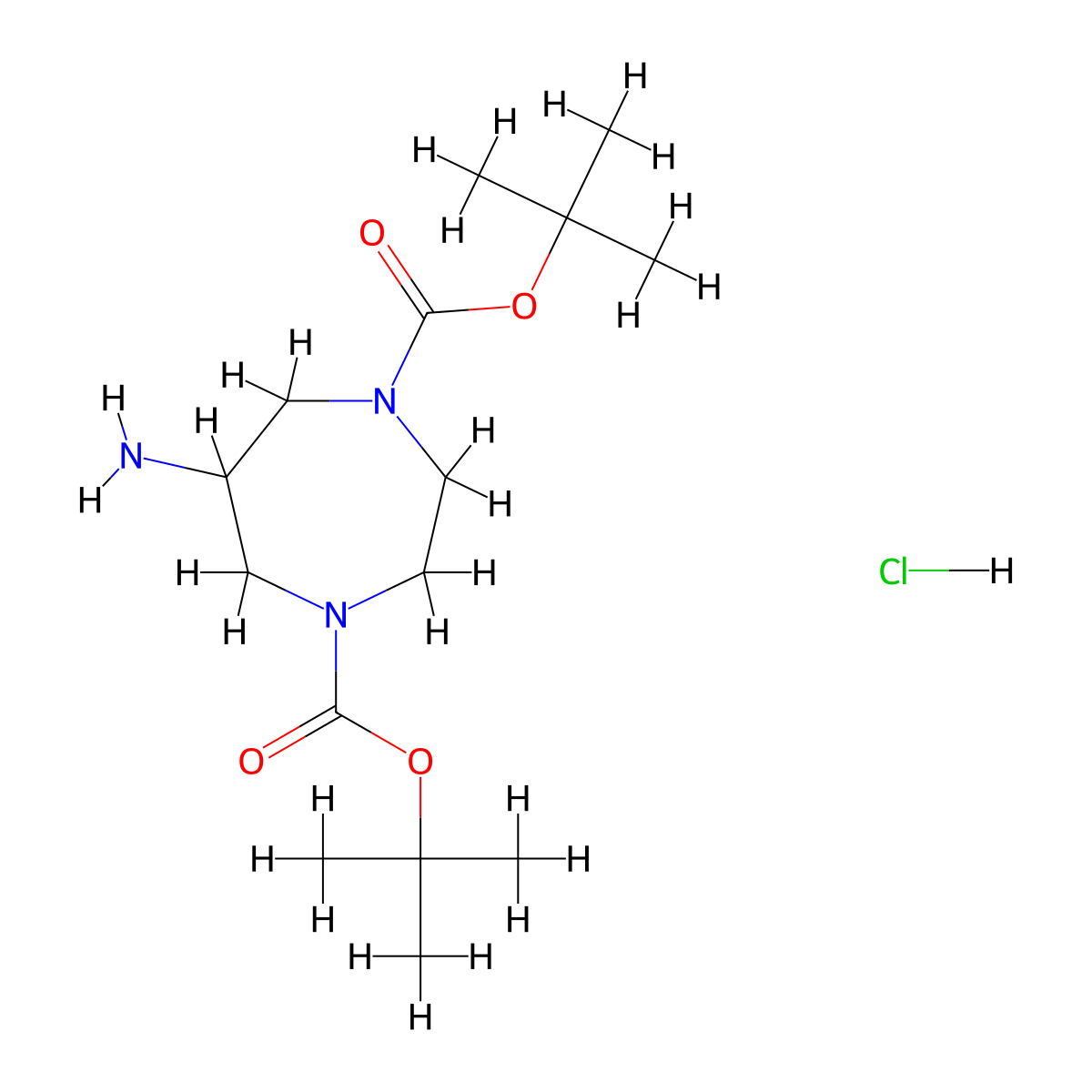 1,4-Di-tert-butyl 6-amino-1,4-diazepane-1,4-dicarboxylate hydrochloride molecular structure, CAS 2567498-23-9