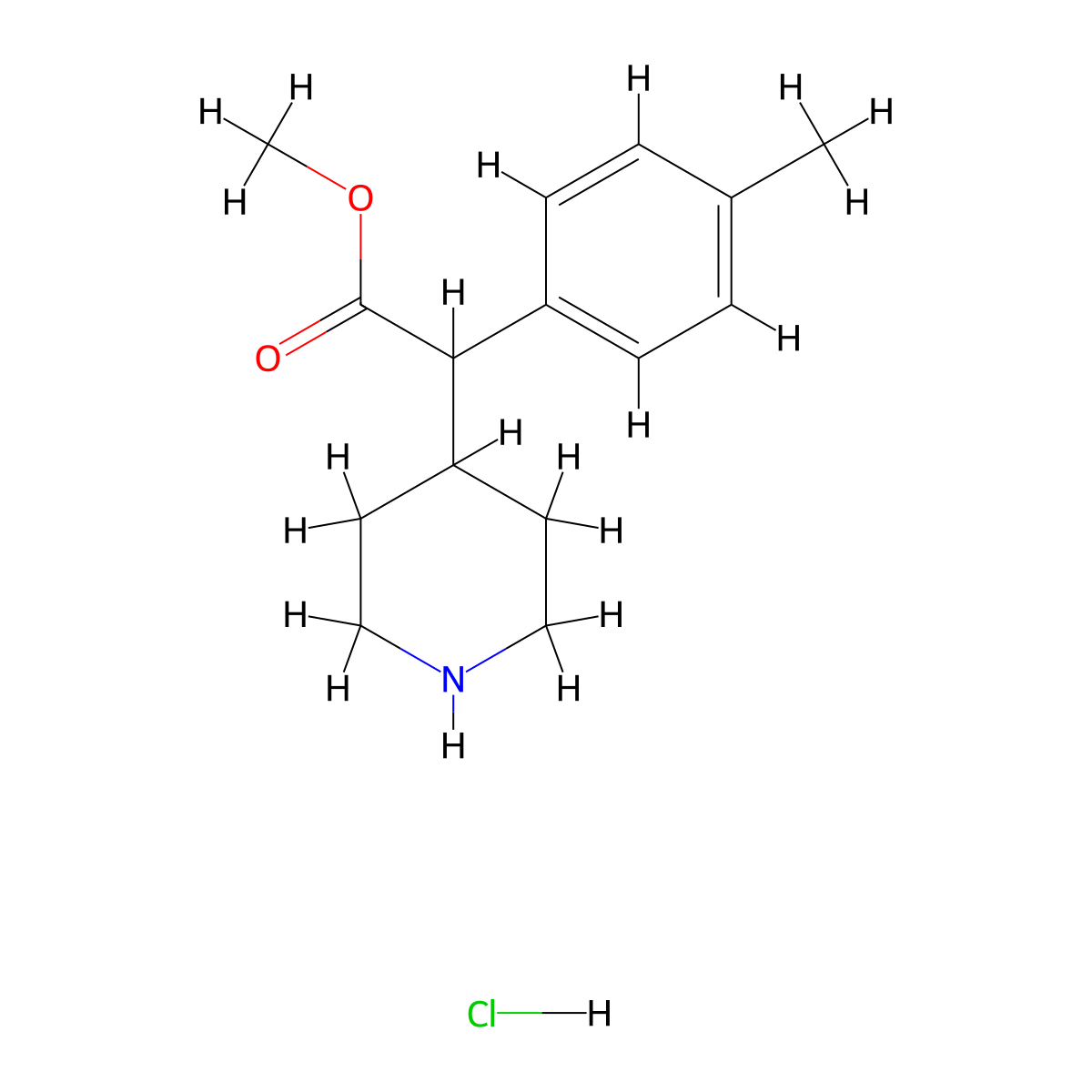 Methyl 2-(4-methylphenyl)-2-piperidin-4-ylacetate;hydrochloride molecular structure, CAS 2567498-27-3