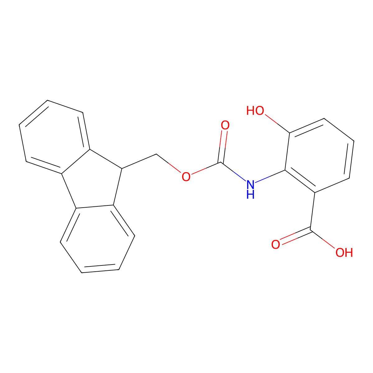 2-({[(9H-fluoren-9-yl)methoxy]carbonyl}amino)-3-hydroxybenzoic acid molecular structure, CAS 2567498-36-4