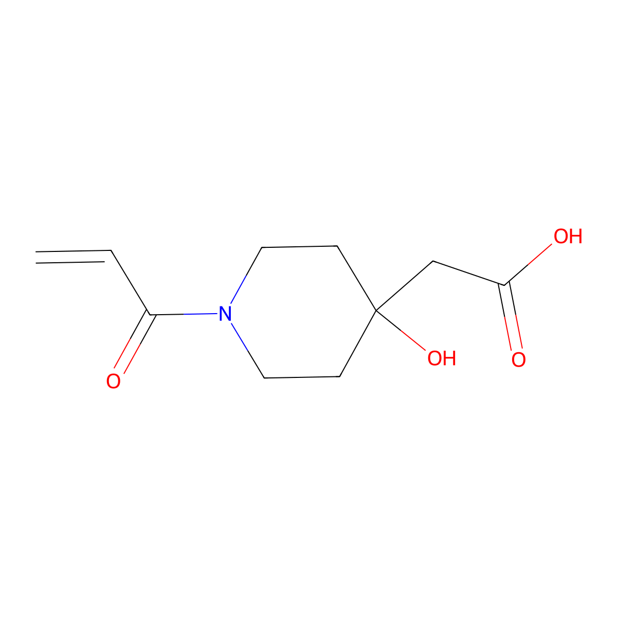 2-(4-Hydroxy-1-prop-2-enoylpiperidin-4-yl)acetic acid molecular structure, CAS 2567498-37-5