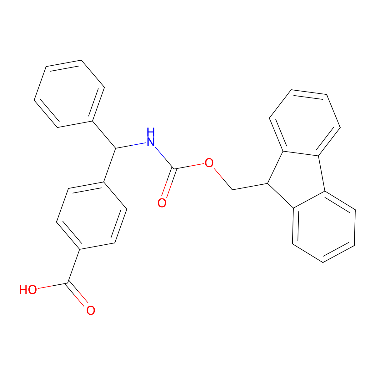 4-[({[(9H-fluoren-9-yl)methoxy]carbonyl}amino)(phenyl)methyl]benzoic acid molecular structure, CAS 2567498-40-0