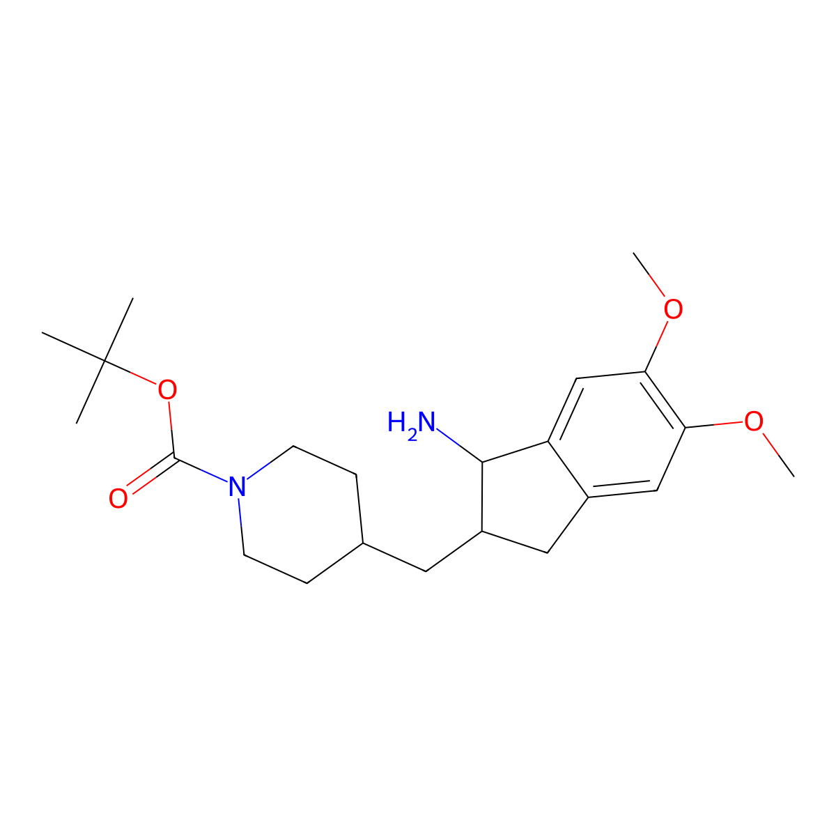 tert-butyl 4-[(1-amino-5,6-dimethoxy-2,3-dihydro-1H-inden-2-yl)methyl]piperidine-1-carboxylate molecular structure, CAS 2567498-44-4
