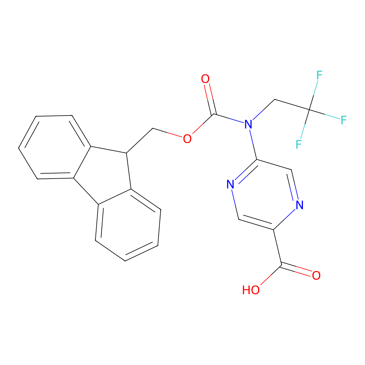 5-({[(9H-fluoren-9-yl)methoxy]carbonyl}(2,2,2-trifluoroethyl)amino)pyrazine-2-carboxylic acid molecular structure, CAS 2567498-45-5