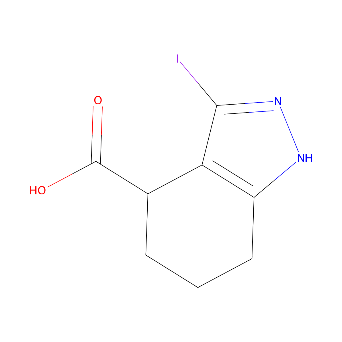 3-Iodo-4,5,6,7-tetrahydro-1H-indazole-4-carboxylic acid molecular structure, CAS 2567498-47-7