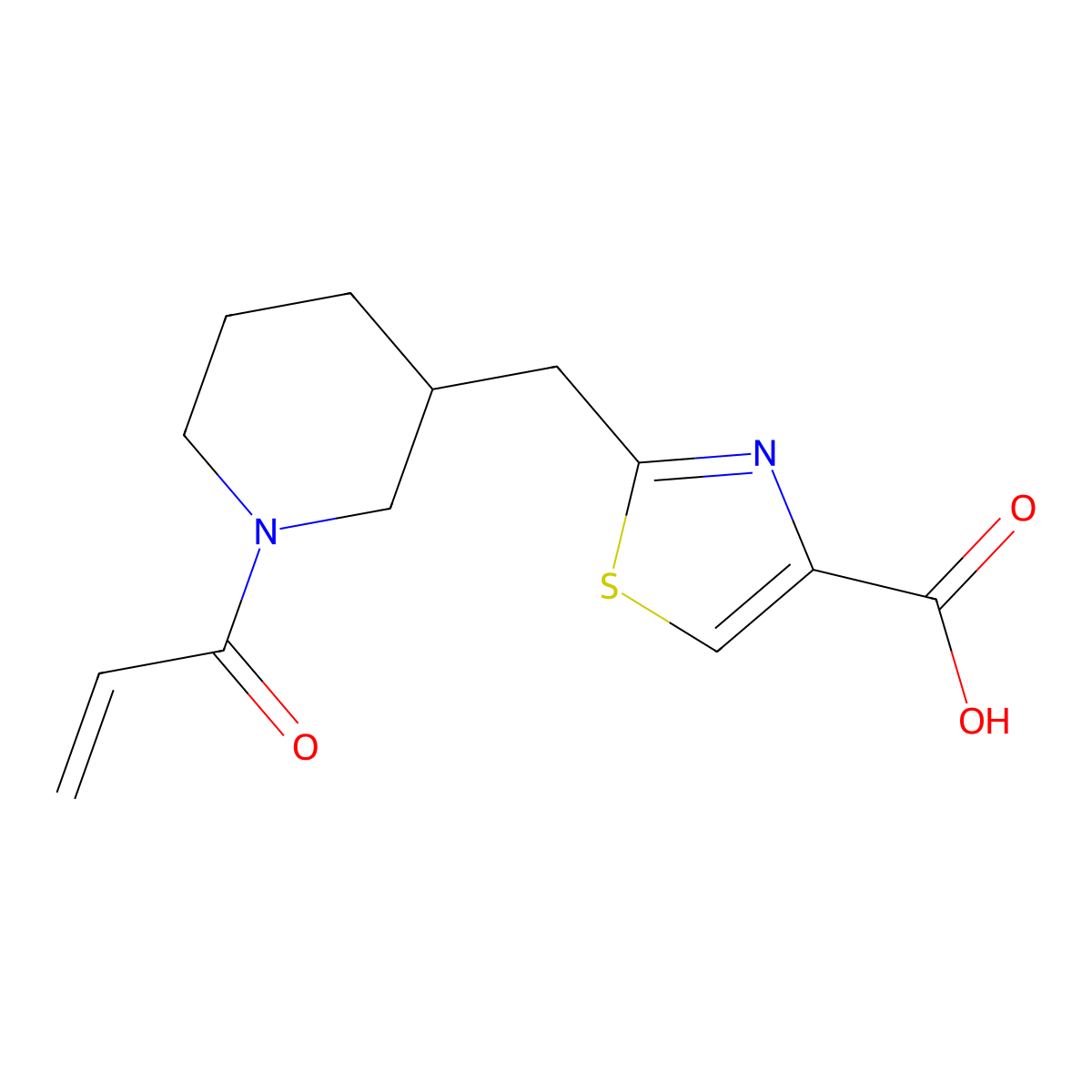 2-{[1-(Prop-2-enoyl)piperidin-3-yl]methyl}-1,3-thiazole-4-carboxylic acid molecular structure, CAS 2567498-49-9