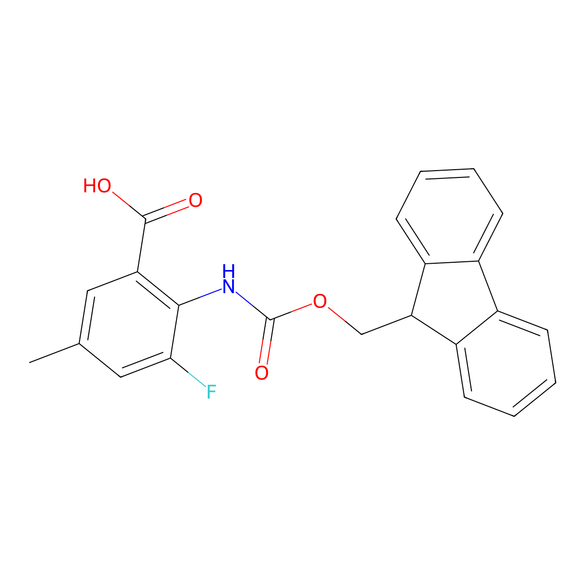 2-({[(9H-fluoren-9-yl)methoxy]carbonyl}amino)-3-fluoro-5-methylbenzoic acid molecular structure, CAS 2567498-54-6