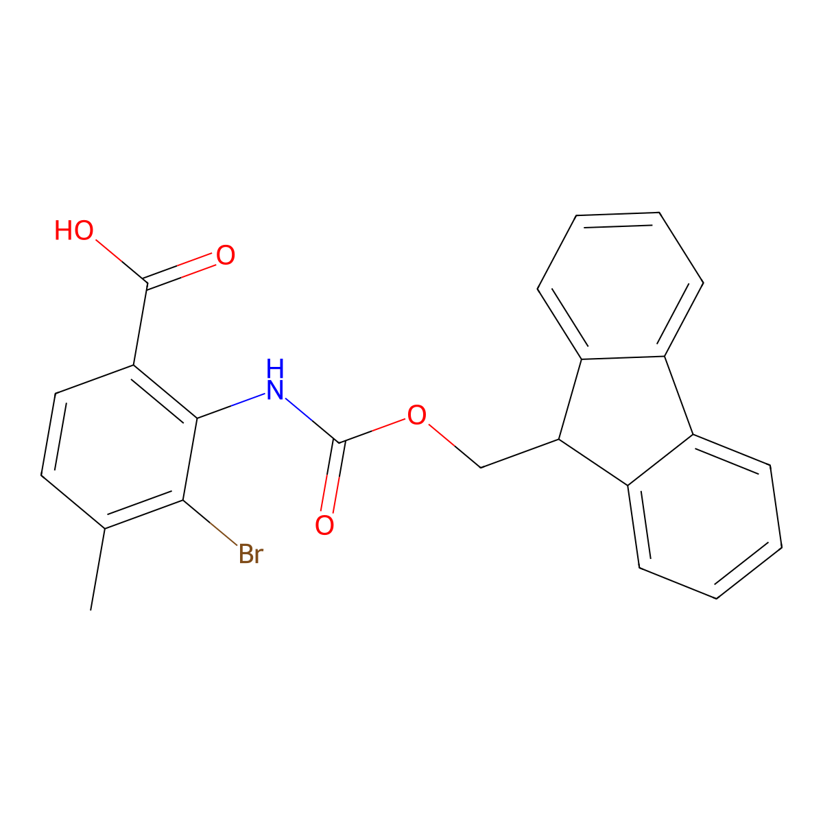 3-bromo-2-({[(9H-fluoren-9-yl)methoxy]carbonyl}amino)-4-methylbenzoic acid molecular structure, CAS 2567498-56-8